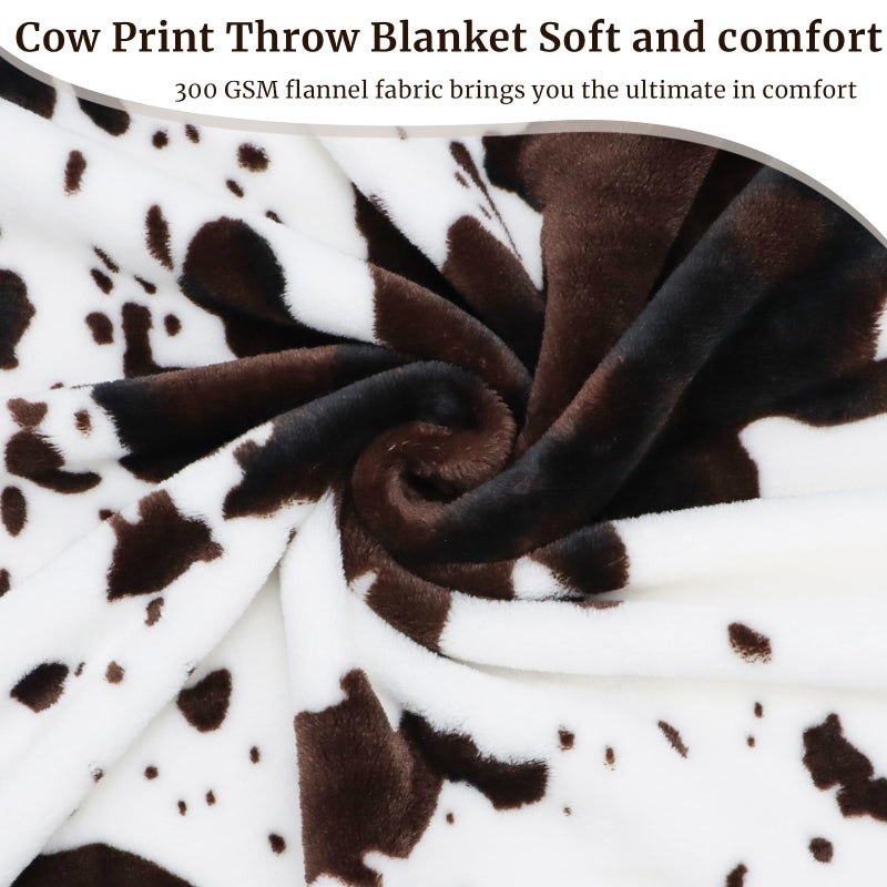 HSEEC Cute Cow Print Blanket for Kids Cozy Soft Lightweight Cow Throw Blanket Warm Fleece Fuzzy Plush All Season Sofa Bed Travel Couch Cow Blankets Gifts for Baby Toddler Pet 40"x50" - Image 5