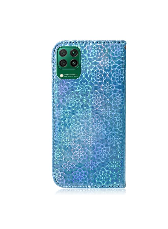 زبون جراب لهاتف Huawei P40 lite بلون سادة ومشبك مغناطيسي ملون من جلد البولي يوريثان مع حامل وفتحات للبطاقات ومحفظة وحبل - Image 3