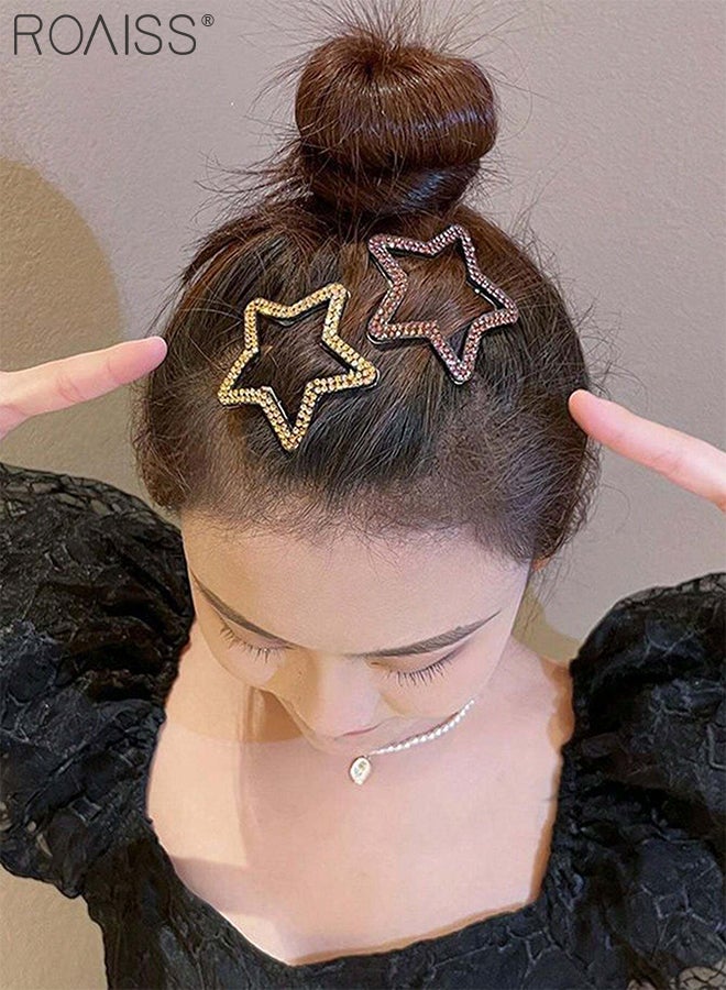 رويس 9 قطع من دبابيس الشعر على شكل نجوم لامعة وقلب، مشابك شعر فاخرة أنيقة مزينة بأحجار الراين، مناسبة لإكسسوارات شعر الضفائر الجانبية للنساء الجميلات - Image 3