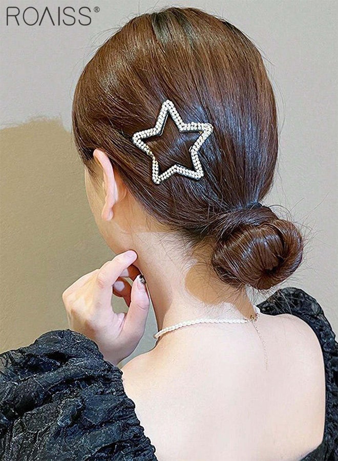رويس 9 قطع من دبابيس الشعر على شكل نجوم لامعة وقلب، مشابك شعر فاخرة أنيقة مزينة بأحجار الراين، مناسبة لإكسسوارات شعر الضفائر الجانبية للنساء الجميلات - Image 2