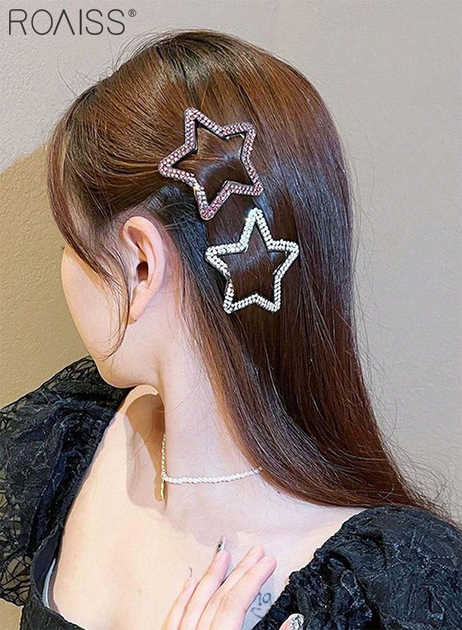 رويس 9 قطع من دبابيس الشعر على شكل نجوم لامعة وقلب، مشابك شعر فاخرة أنيقة مزينة بأحجار الراين، مناسبة لإكسسوارات شعر الضفائر الجانبية للنساء الجميلات - Image 5