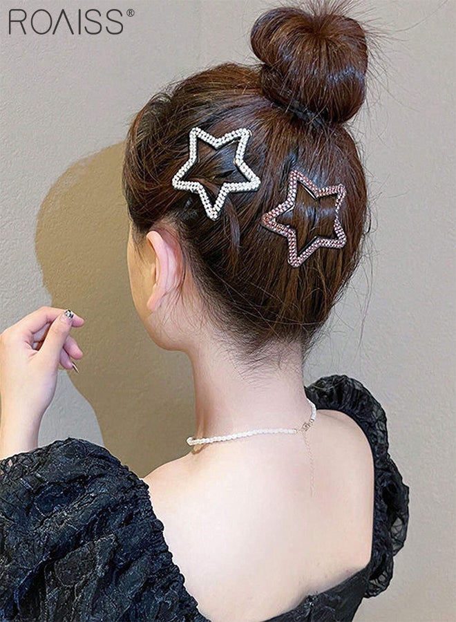 رويس 9 قطع من دبابيس الشعر على شكل نجوم لامعة وقلب، مشابك شعر فاخرة أنيقة مزينة بأحجار الراين، مناسبة لإكسسوارات شعر الضفائر الجانبية للنساء الجميلات - Image 4