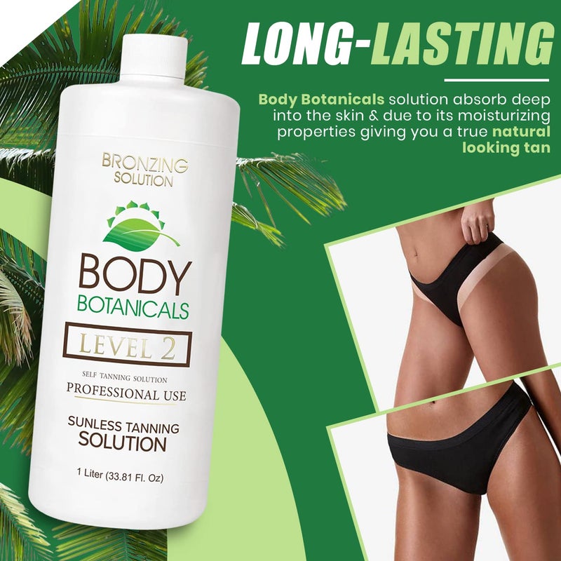Body Botanicals, Professional Sunless Tanning Spray Tan Solution, Organic Essential Oils, Airbrush Formula, 33.8 Fl Oz. (Level 2 (10% DHA)) - Image 5