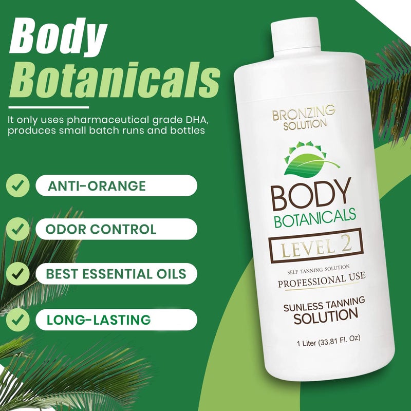 Body Botanicals, Professional Sunless Tanning Spray Tan Solution, Organic Essential Oils, Airbrush Formula, 33.8 Fl Oz. (Level 2 (10% DHA)) - Image 4