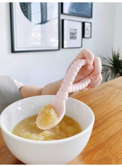 Itzy Ritzy Itzy Ritzy Silicone Spoon & Fork Set; Baby Utensils Featuring a Baby Fork and Spoon with Looped, Braided Handles - Made of 100% Food Grade Silicone & BPA-Free - Ages 6 Months and Up (Pink)  - Image 4