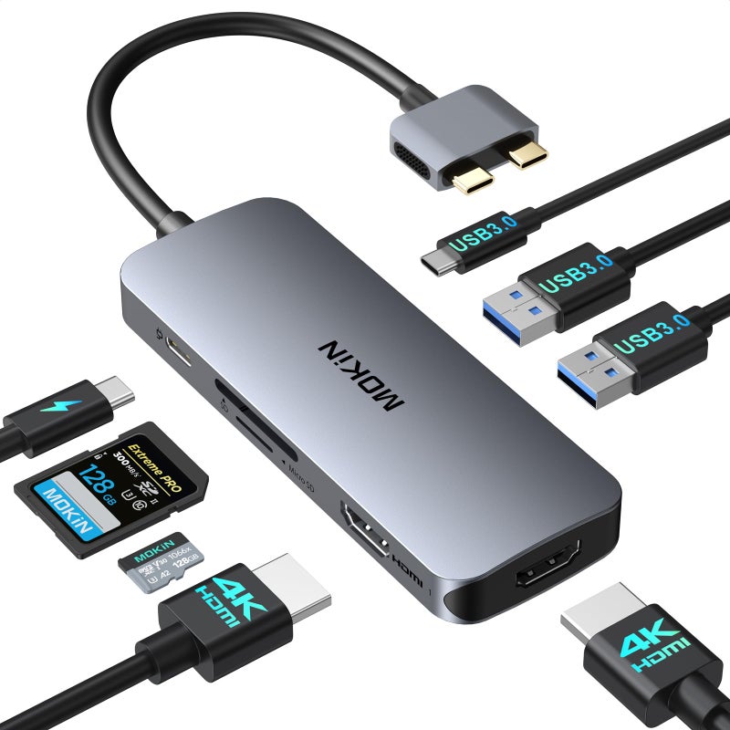 Mokin Docking Station for MacBook Pro Air,USB C Docking Station Dual Monitor,Dual HDMI Adapter Hub for Mac MacBook Pro with 2 HDMI(4K @60Hz), 3 USB3.0,SD TF Card Reader and 100W PD USB C Port - Image 1