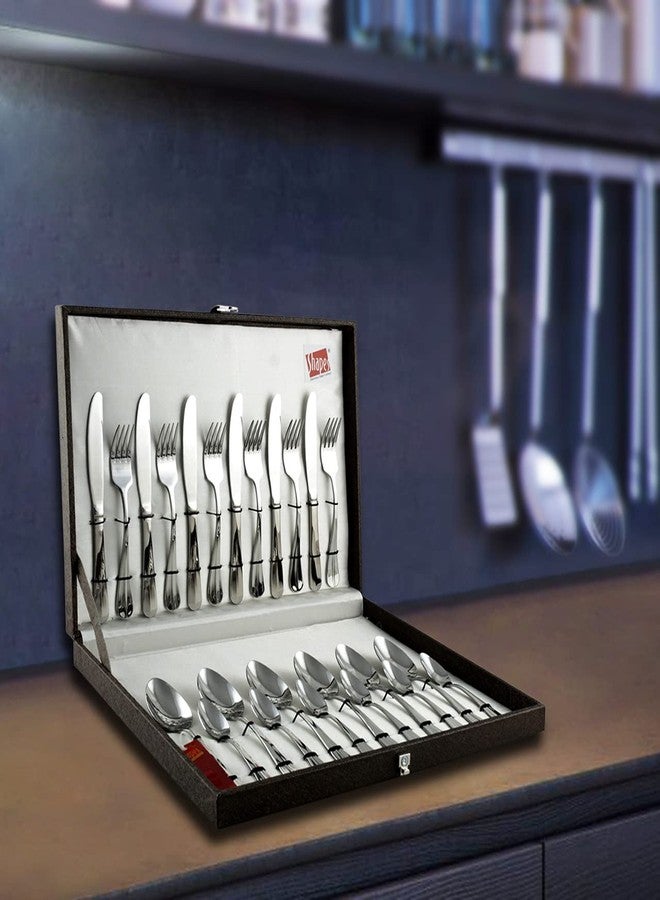 SHAPES Rose Premium Silver Stainless Steel Cutlery Set - 24 Pieces with Gift Box| Rust-Resistant, Dishwasher Safe, Elegant Design | Ideal for Home and Restaurant Use, Perfect for Family Meals - Image 1