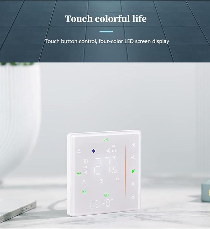 Goreem Two Pipe Wifi Voice Intelligent Room Thermostat Digital Programmable Temperature Controller for Air Conditioner (BAC-006- AW, White) - Image 2