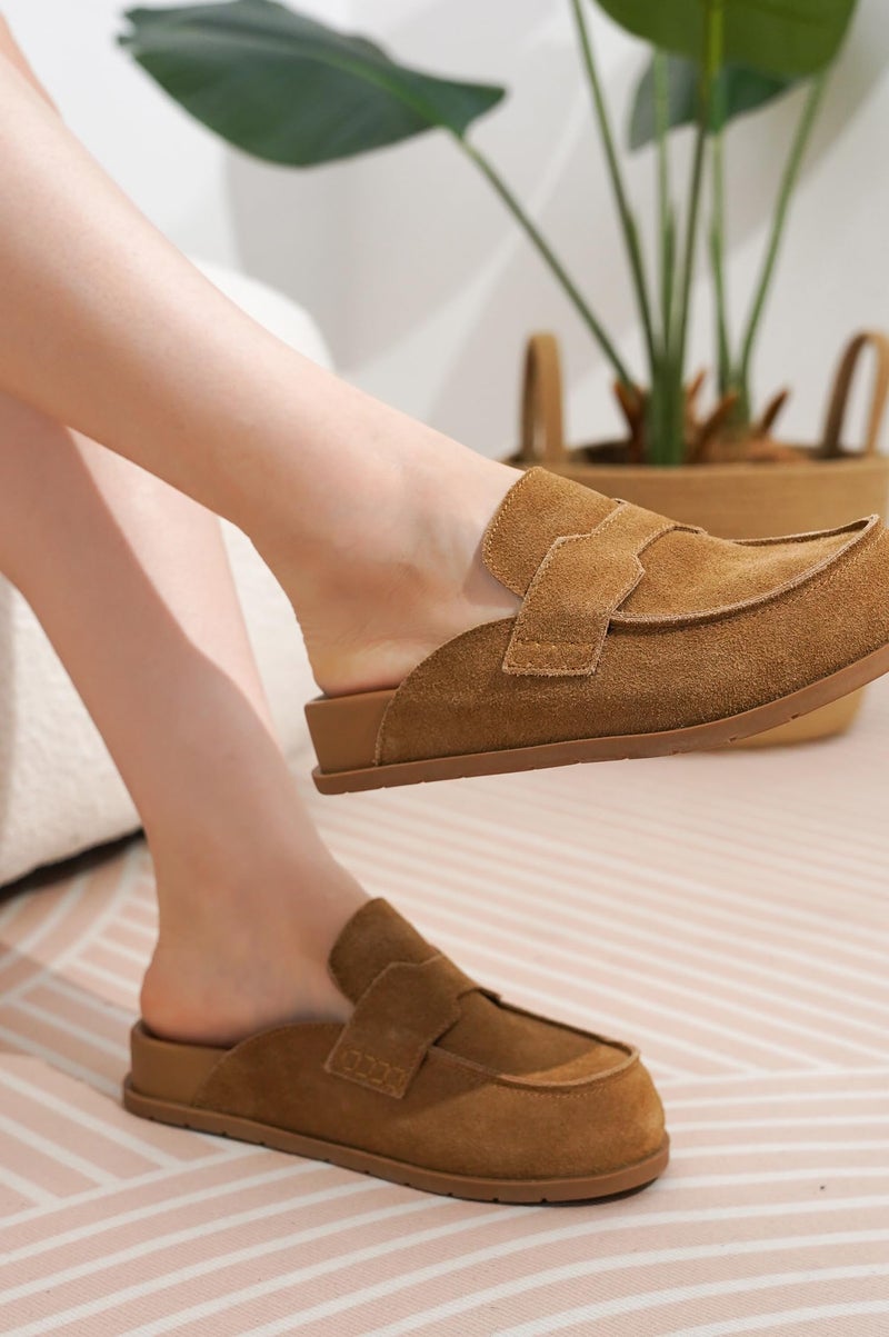 Project Cloud 100% Genuine Leather Womens Clogs - Plush & Soft Insole with Arch Support Non Slip Mules & Clogs for Women Footwear - Water Resistant Women Shoes (Foamy,CHSTNUTSU, 11) - Image 2