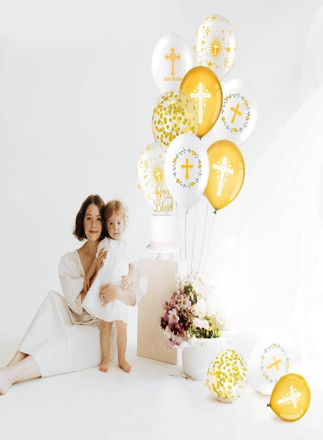 ANTING 50 Cross God Bless Balloons 12" Cross Balloons for Baptism, Communion, Christening, Child Dedication Decorations and Supplies - Image 3