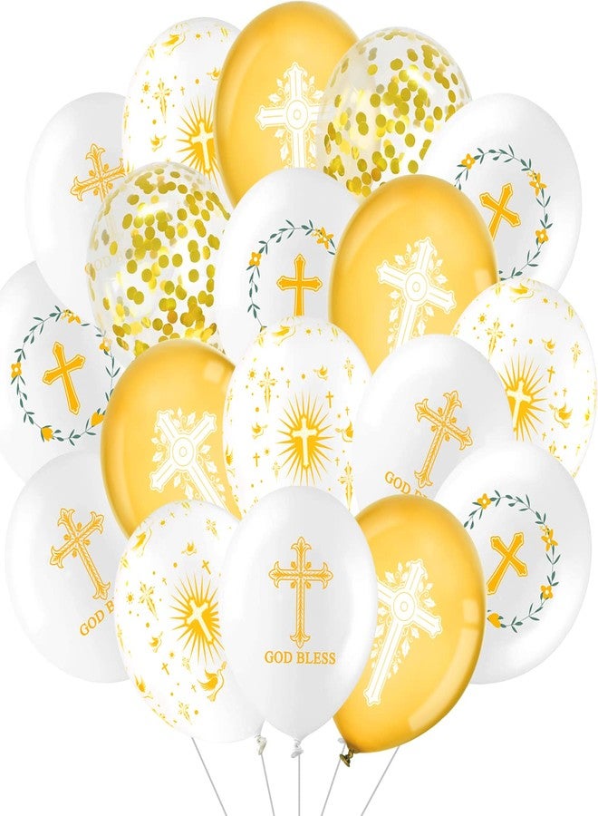 ANTING 50 Cross God Bless Balloons 12" Cross Balloons for Baptism, Communion, Christening, Child Dedication Decorations and Supplies - Image 1