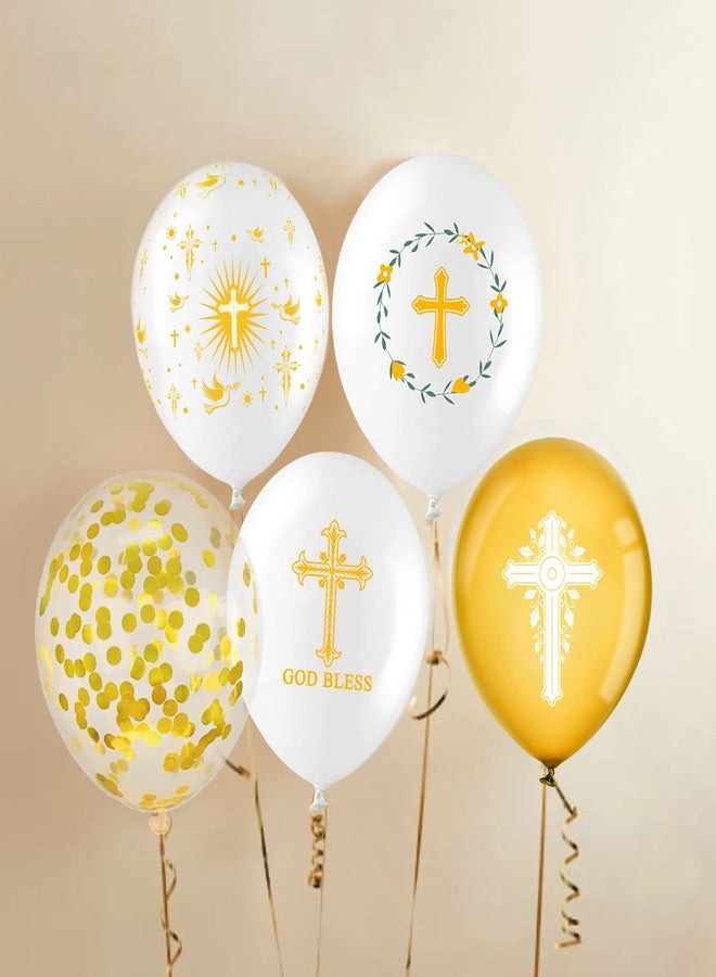 ANTING 50 Cross God Bless Balloons 12" Cross Balloons for Baptism, Communion, Christening, Child Dedication Decorations and Supplies - Image 5