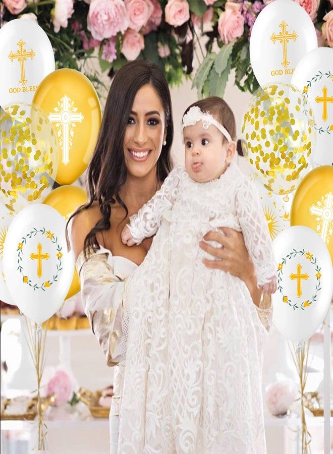 ANTING 50 Cross God Bless Balloons 12" Cross Balloons for Baptism, Communion, Christening, Child Dedication Decorations and Supplies - Image 2