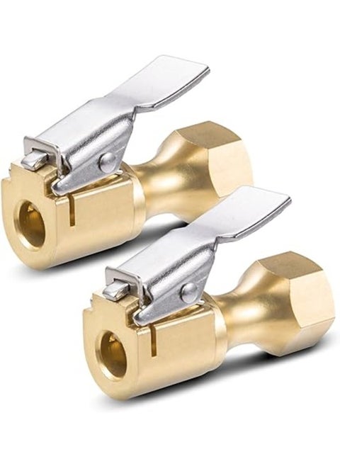 AstroAI Air Chuck, Heavy Duty Closed Flow Lock On Tire Chuck with Clip for Inflator Gauge Compressor Accessories, Yellow
