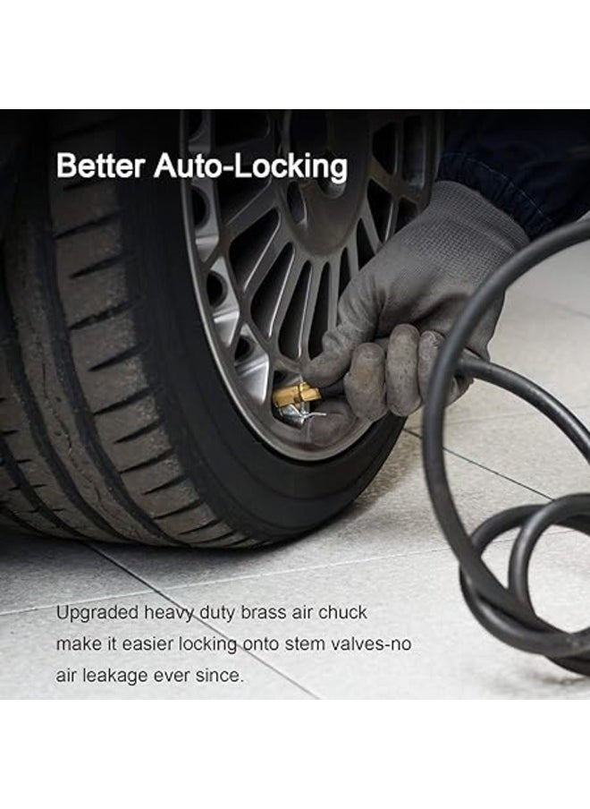 Generic - AstroAI Air Chuck, Heavy Duty Closed Flow Lock On Tire Chuck with Clip for Inflator Gauge Compressor Accessories, Yellow - Image 1
