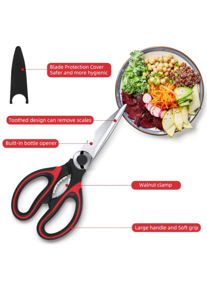 عربست مقص مطبخ، عبوة من قطعتين من مقصات المطبخ شديدة التحمل، مقص لحوم آمن للاستخدام في غسالة الأطباق، مقص مطبخ عالمي للدجاج/الدواجن/الأسماك/اللحوم - Image 2