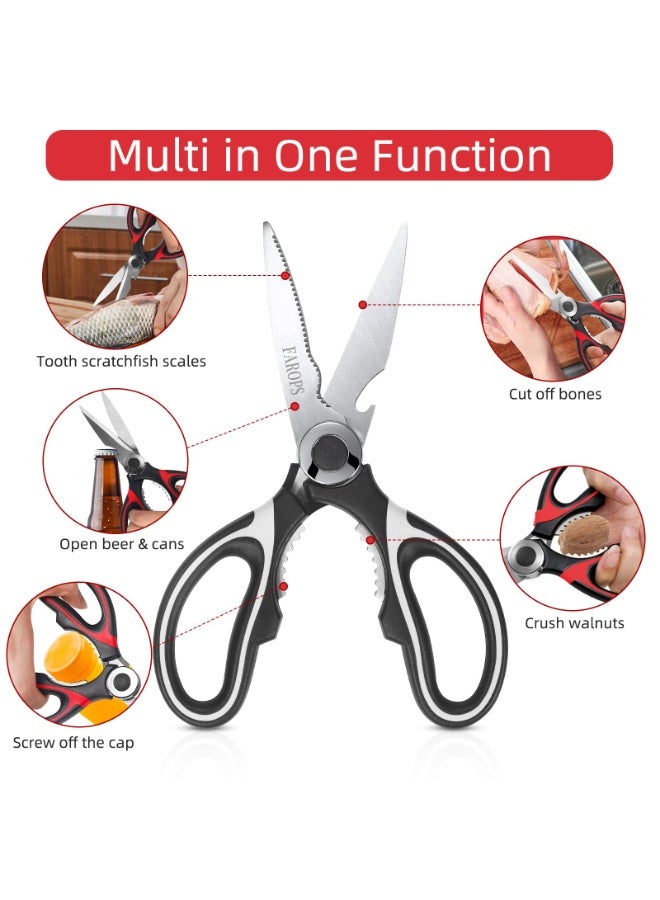 عربست مقص مطبخ، عبوة من قطعتين من مقصات المطبخ شديدة التحمل، مقص لحوم آمن للاستخدام في غسالة الأطباق، مقص مطبخ عالمي للدجاج/الدواجن/الأسماك/اللحوم - Image 4