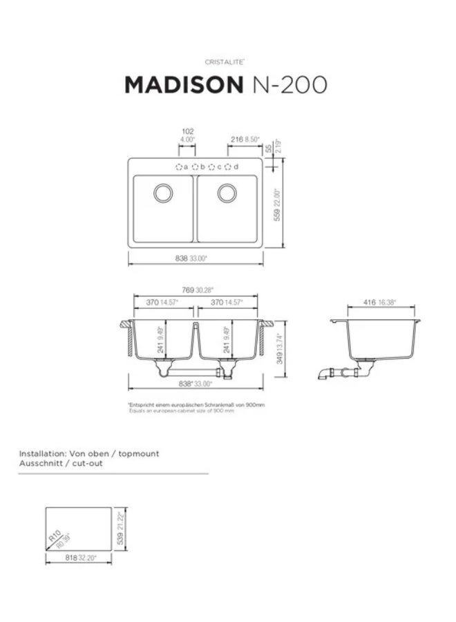 SCHOCK German Kitchen Sink: MADISON N-200 - Image 2