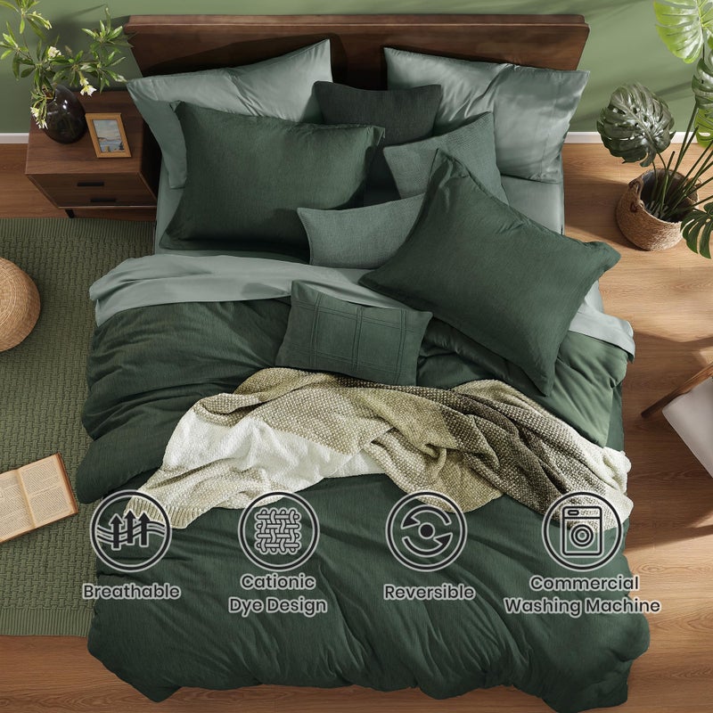 Monbix King Size Comforter Set, Deep Forest King Size Bedding Set Reversible, King Comforter Set 7 Pieces, Cationic Dyeing Bed in a Bag with Comforter, Sheets, Pillowcases & Shams - Image 2