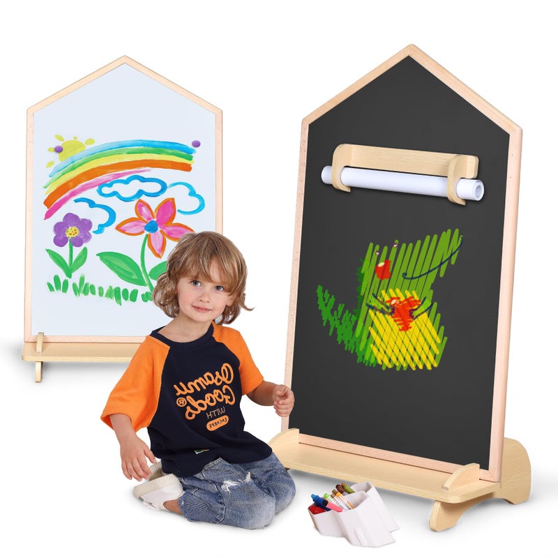 KRAND House Design DoubleSided Magnetic Drawing Board wDetachable Roller for Kids Extra Large Art Easel for Toddlers Boys and Girls Gift Wall Mountable - Image 2
