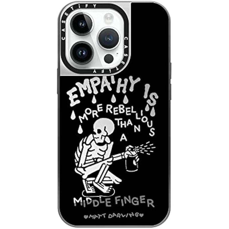 Casetify Mirror Case for iPhone 14 Pro Compatible with Magsafe - Empathy is More Rebellious Than a Middle Finger - Silver on Silver - Image 2