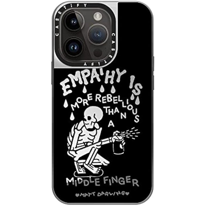 Casetify Mirror Case for iPhone 14 Pro Compatible with Magsafe - Empathy is More Rebellious Than a Middle Finger - Silver on Silver - Image 3