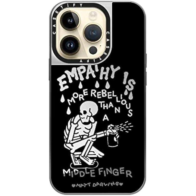 Casetify Mirror Case for iPhone 14 Pro Compatible with Magsafe - Empathy is More Rebellious Than a Middle Finger - Silver on Silver - Image 4