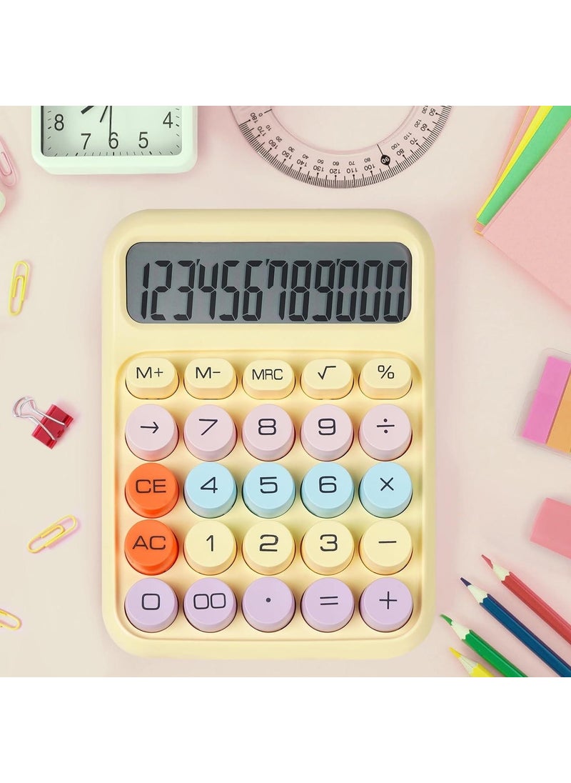 Valkyrie Colorful Very Cute 12 Digit Mechanical Calculator Large Screen 4 Functions Home Office School Yellow  - Image 2