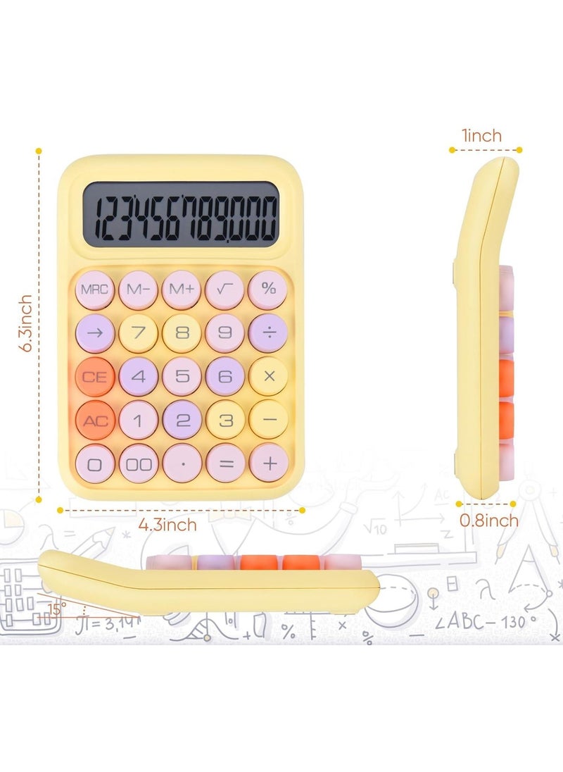 Valkyrie Colorful Very Cute 12 Digit Mechanical Calculator Large Screen 4 Functions Home Office School Yellow  - Image 5