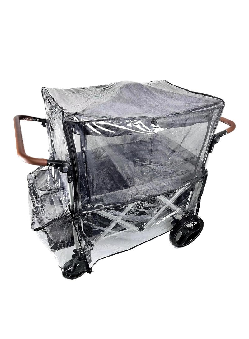 Ezkindheit Big Size Rain Cover for Stroller, Mosquito Net for Trolley Cart, 2in1 Big Cover with Window for Picnic Camping Wagon Stroller Waterproof Windproof Accessories (Cart Not Included) - Image 5