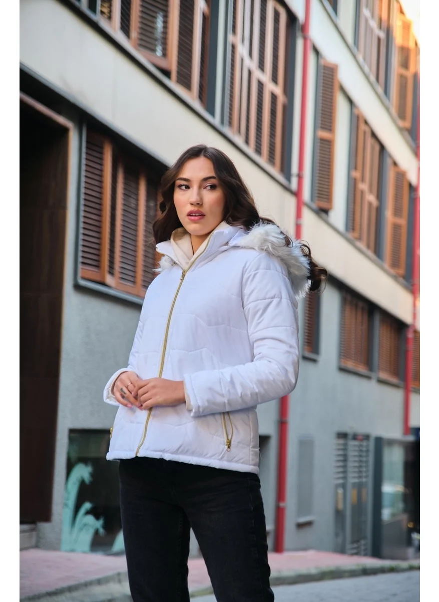 باربورا Daily Fur Puffer Women's Coat 807WHITE2