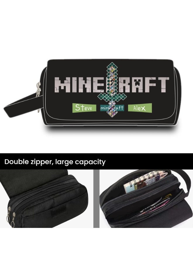 ماين كرافت الطرفية مقلمة طلاب المدارس الثانوية الفتيان والفتيات متعددة الوظائف سعة كبيرة القرطاسية مقلمة - Image 2