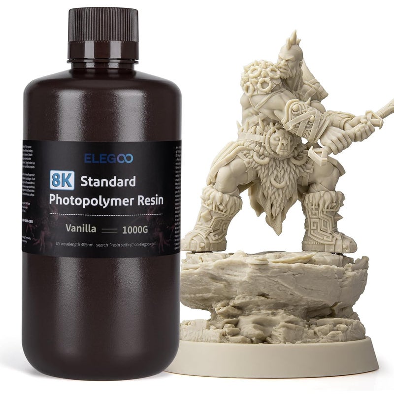 ELEGOO 8K Resin 3D Printer, 1kg 3D Resin UV Standard 405nm for 3D Printer Resin Saturn 2, Saturn 3, Saturn 3 Ultra, Saturn 4, Saturn 4 Ultra, Mars 4, Mars 4 Ultra, 1000G Color Vanilla - Image 1