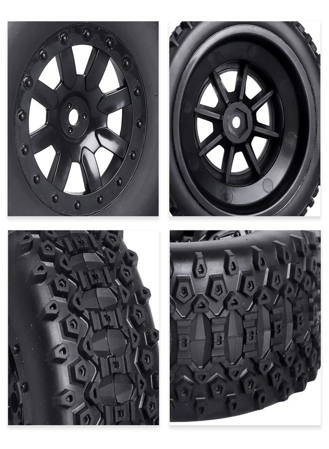 Hobbyfire RC Short Course Truck Tires 1/10 Scale Pre-glued RC Wheel Rim and Tires Set 12mm Hex with Foam Inserts for Traxxas Slash 2WD 4X4 Losi 22S 2WD SCT VKAR 10SC SC Mounted (OD 4.33 Inch (110mm)) - Image 5
