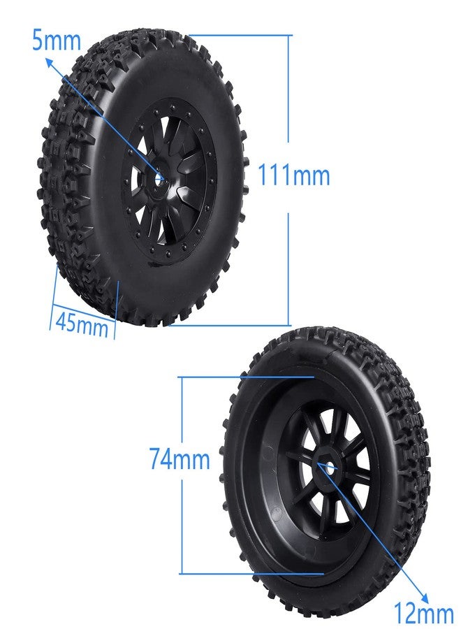 Hobbyfire RC Short Course Truck Tires 1/10 Scale Pre-glued RC Wheel Rim and Tires Set 12mm Hex with Foam Inserts for Traxxas Slash 2WD 4X4 Losi 22S 2WD SCT VKAR 10SC SC Mounted (OD 4.33 Inch (110mm)) - Image 2