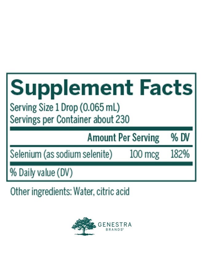 جنيسيس - Genestra Brands Selenium CWS | دعم العناصر الغذائية المضادة للأكسدة يساعد على الحماية من الإجهاد التأكسدي | 0.5 أونصة سائلة. - Image 1