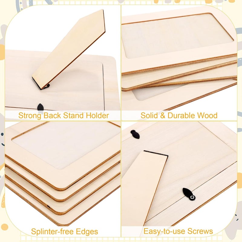 Aneco 6 Packs Picture Frame Painting Craft Kit for 4 x 6 Inch Photo DIY Unfinished Wooden Photo Frames with Diamond and Foam Stickers for DIY Crafts, Paint and Decorate - Image 4