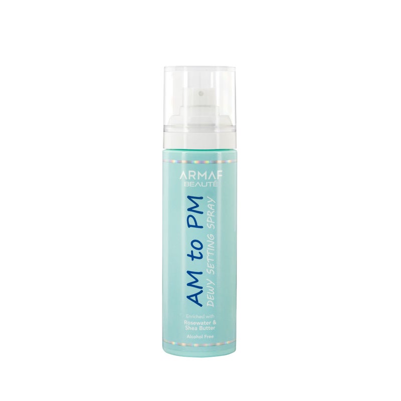 Armaf Beaute AM To PM Dewy Setting Spray 120ml, Enriched With Rose Water & Shea Butter, Alcohol Free, Hydrate, Refreshing & Oil Control Formula, All Day Wear, Long Lasting & Lightweight, Makeup Fixer
