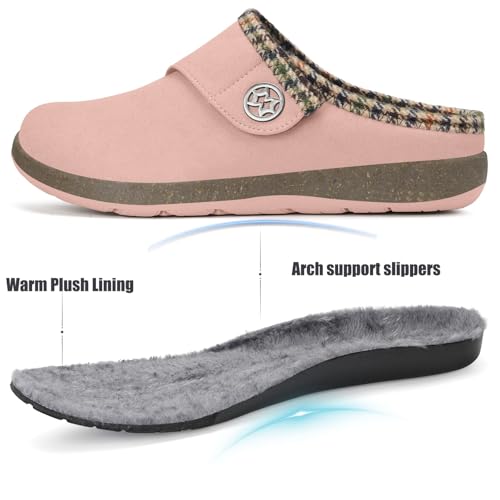 Eagsouni Womens Mens Winter Warm Slippers Wide Width Suede Slip On Home House Shoes Fuzzy Plush Lining with Cushion Footbed for Indoor Outdoor,Pink,39 EU - Image 2