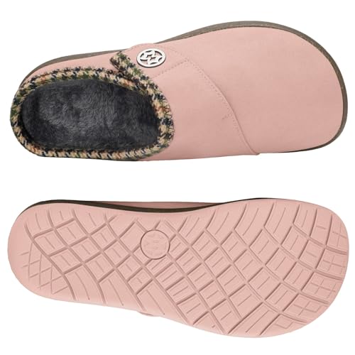 Eagsouni Womens Mens Winter Warm Slippers Wide Width Suede Slip On Home House Shoes Fuzzy Plush Lining with Cushion Footbed for Indoor Outdoor,Pink,39 EU - Image 5