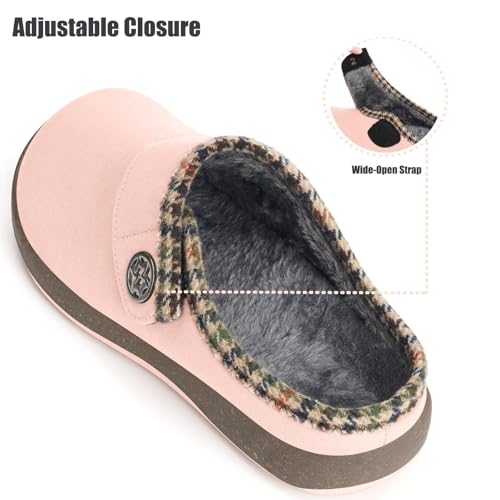 Eagsouni Womens Mens Winter Warm Slippers Wide Width Suede Slip On Home House Shoes Fuzzy Plush Lining with Cushion Footbed for Indoor Outdoor,Pink,39 EU - Image 4