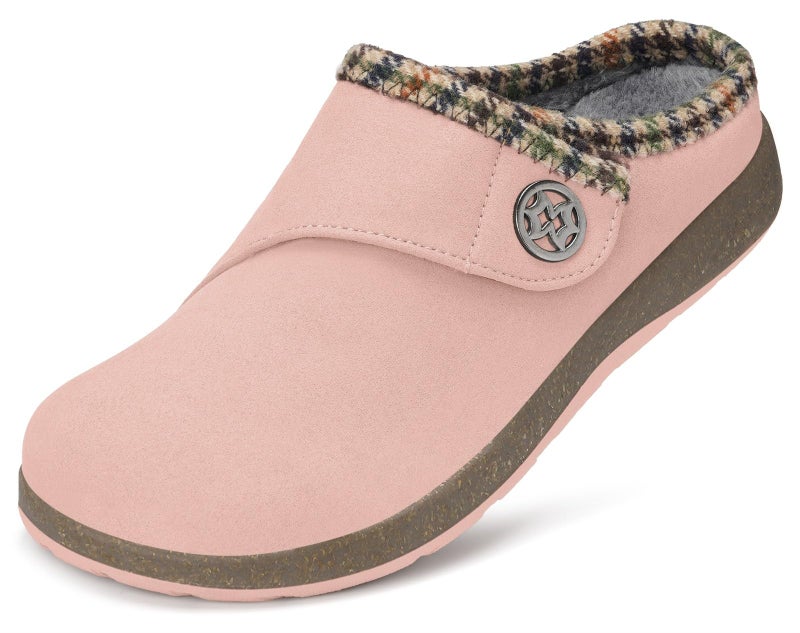 Eagsouni Womens Mens Winter Warm Slippers Wide Width Suede Slip On Home House Shoes Fuzzy Plush Lining with Cushion Footbed for Indoor Outdoor,Pink,39 EU - Image 1