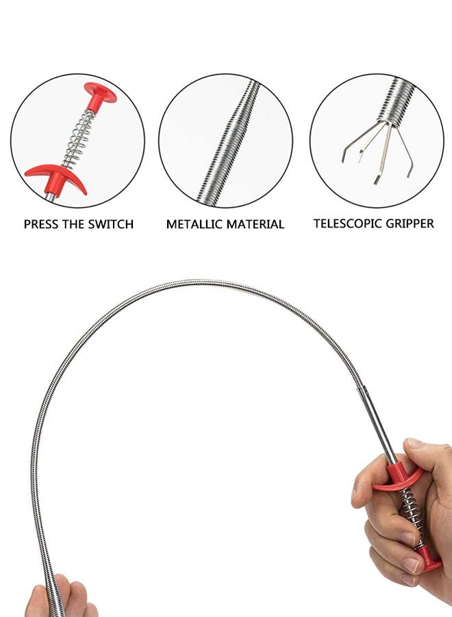 7 Pack Drain Clog Remover Tool, Hair Clog Remover Tool, 60cm Stainless Steel Claw(2PCS) and 50cm Plastic Drain Cleaner Tool (5PCS) for Bathroom Shower, Kitchen Sink, Bath Tub, Sewer, Toilet - Image 3