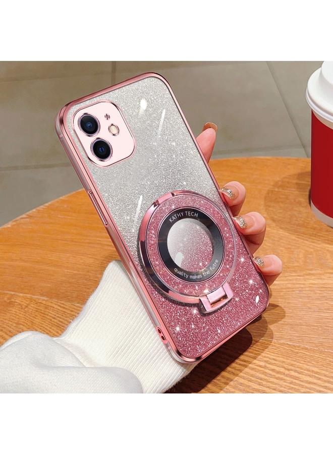 جراب هاتف TPU دائري لامع مطلي بلون متدرج لهاتف iPhone 11 (وردي)