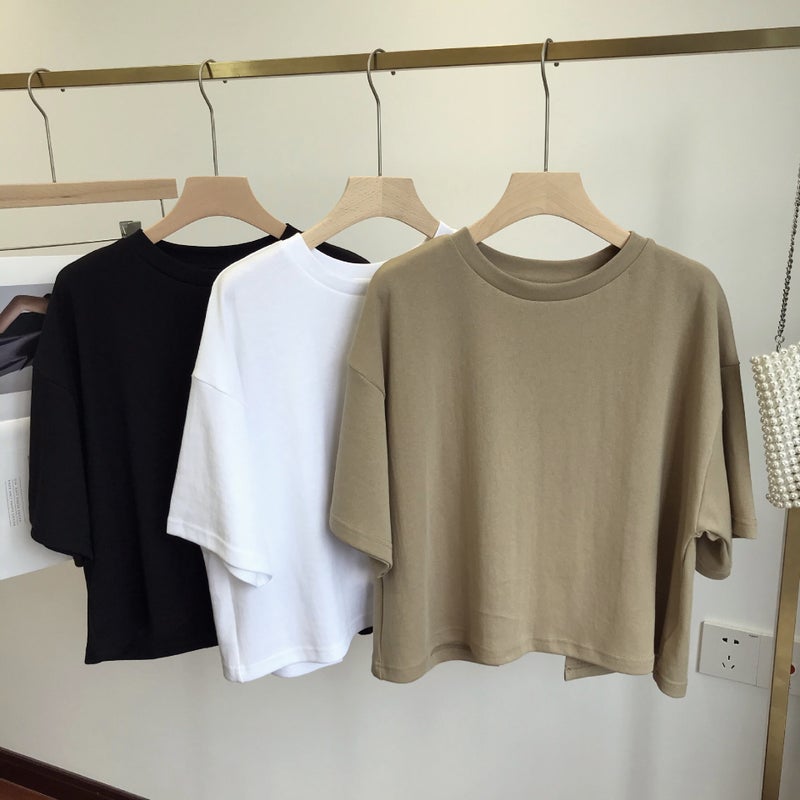 Backless Short T-Shirt For Women, Sweet And Spicy Style, Korean Version, 2025 Round Neck Loose Girl Short-Sleeved Top For Women, Trendy - Image 3