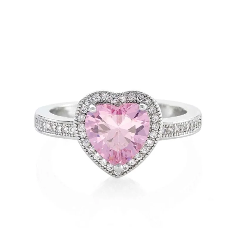 باكلي لندن BUCKLEY LONDON THE CARAT COLLECTION - PINK SPARKLE HEART RING