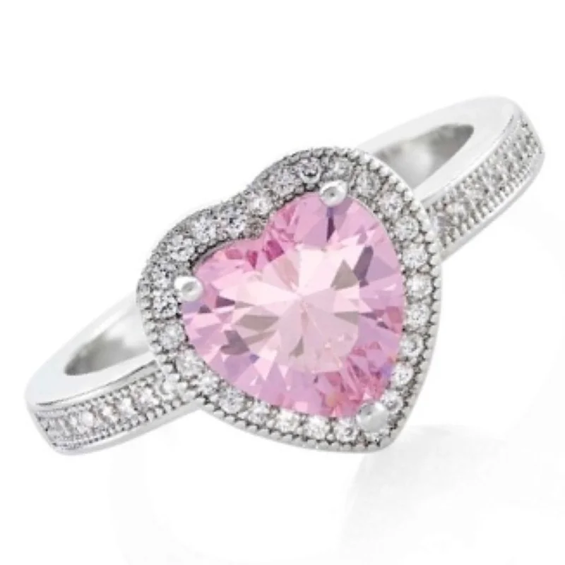 باكلي لندن BUCKLEY LONDON THE CARAT COLLECTION - PINK SPARKLE HEART RING