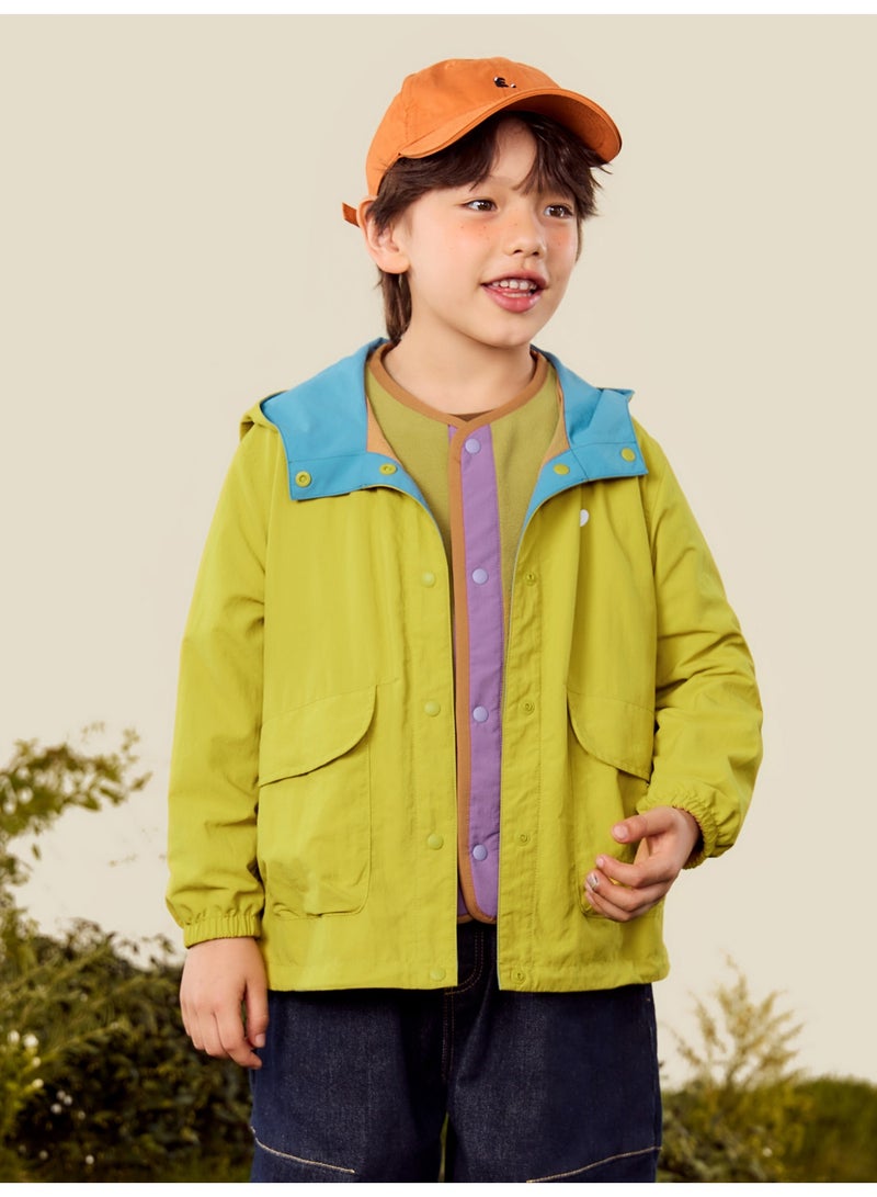 ميني بالا جاكيت رأسًا خفيف للاطفال غير منفصل جنسياً، متعدد الاستخدامات، قوي، تصميم بلوكت للألوان، جيوب وظيفية، ذيل طويل، لارتداءه الخارجي العادي، ملابس خارجية جديدة للأطفال في فصل الربيع والخريف - Image 1