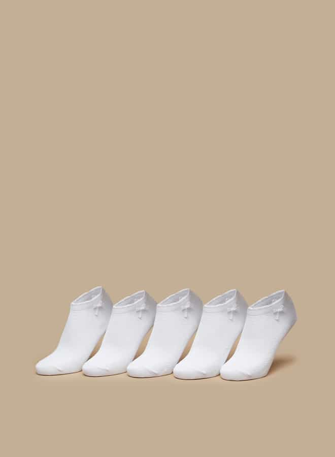 LBL by Shoexpress Textured Ankle Length Socks With Scallop Hem And Bow - Set Of 5 - Image 1