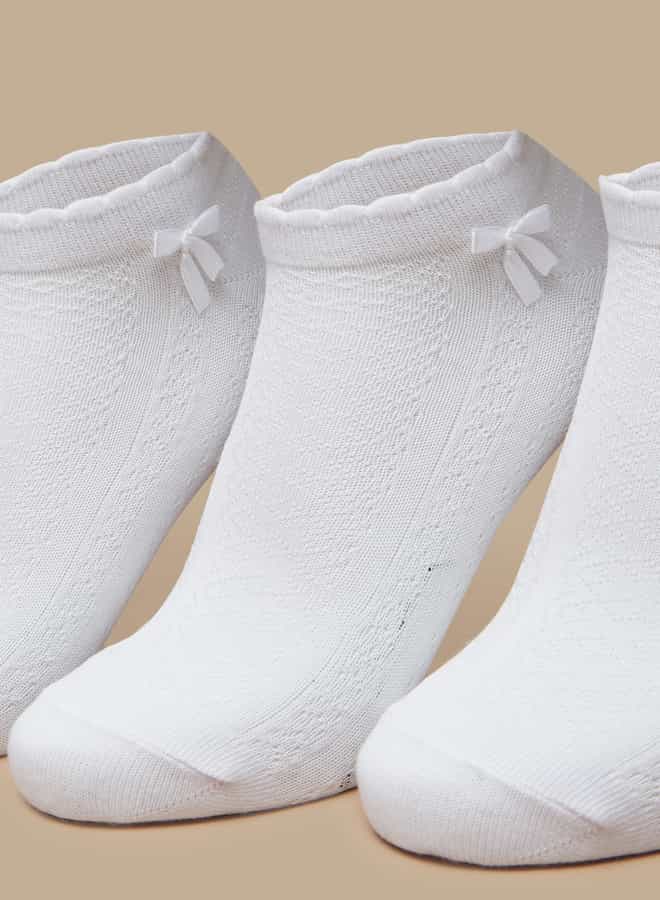 LBL by Shoexpress Textured Ankle Length Socks With Scallop Hem And Bow - Set Of 5 - Image 2